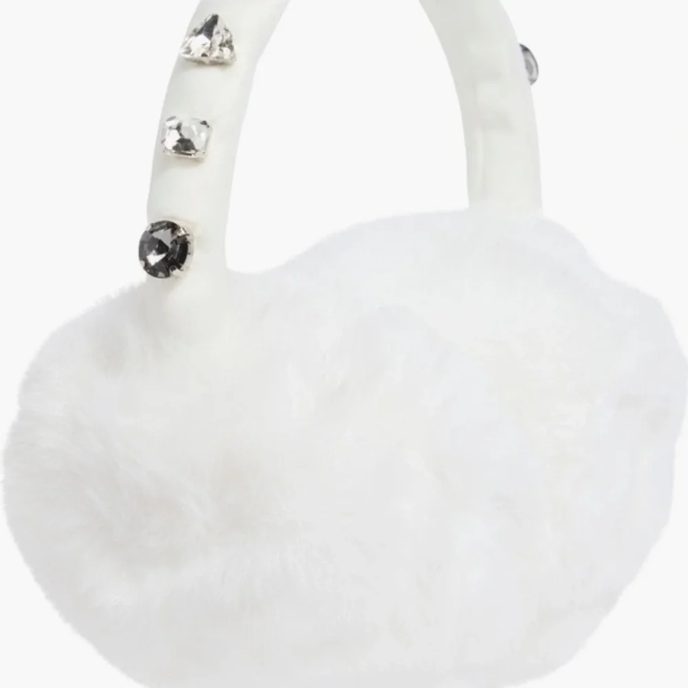Kate spade new york White Faux Fur Rhinestone Embellished Ear Muffs::NWT::